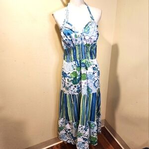 REBELLION Floral Harter Cotton Maxi Dress size L